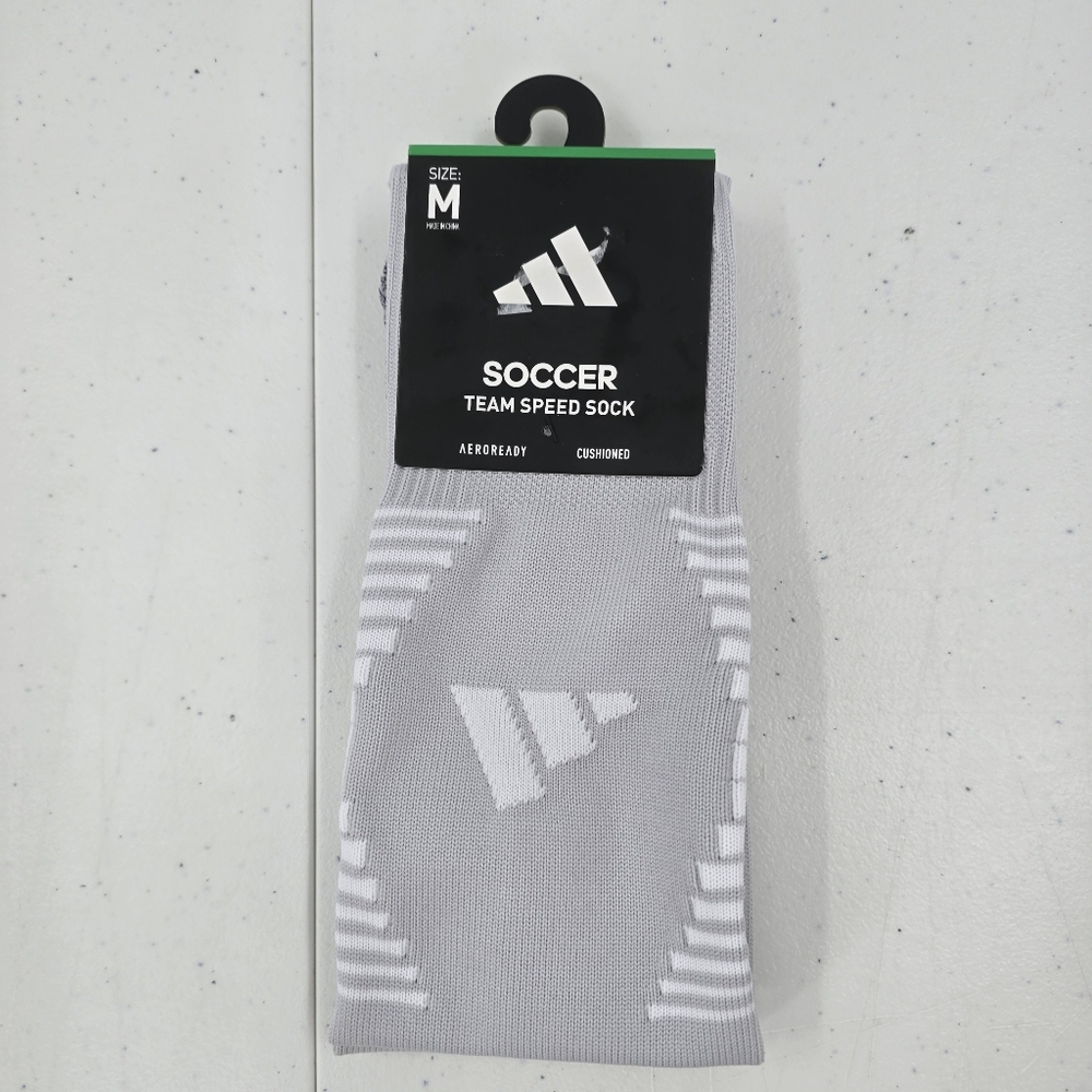 Adidas Soccer Team Speed Soccer‎ Socks Gray White Size 5-8 Medium 1 Pair Unisex